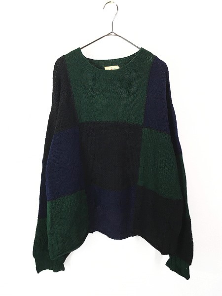 古着 90s J Crew カラー ブロッキング パッチワーク ローゲージ ウール ニット セーター Lの通販は 7,480円