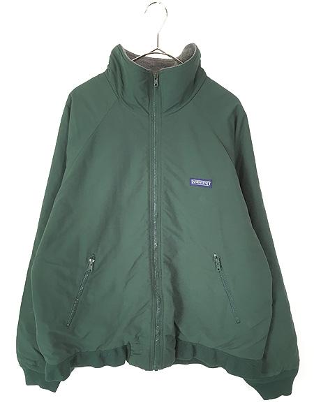 古着 90s LANDS' END 「Squall Jacket」 フリース ライナー パデッド シェルド スコール ジャケット グリーン L