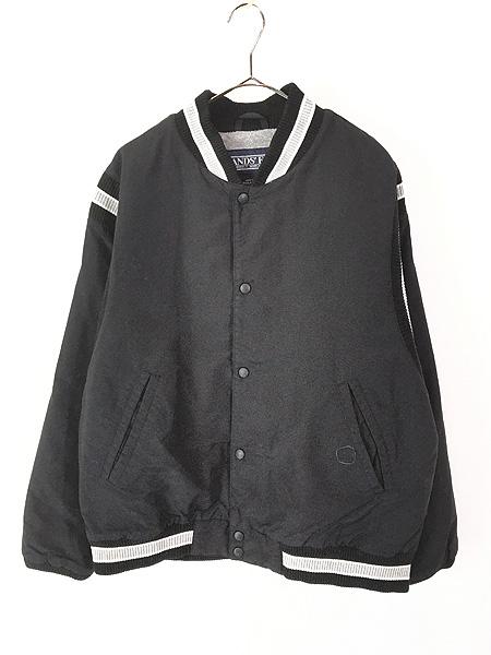 古着 90s LANDS' END フリース ライナー パデッド リブライン ナイロン スタジアム ジャケット スタジャン M