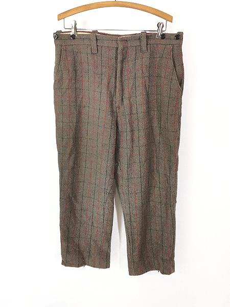 古着 80s Melton Wintermaster ウィンドウ ペン チェック 防寒 メルトン ウール ハンティング パンツ W33 L26