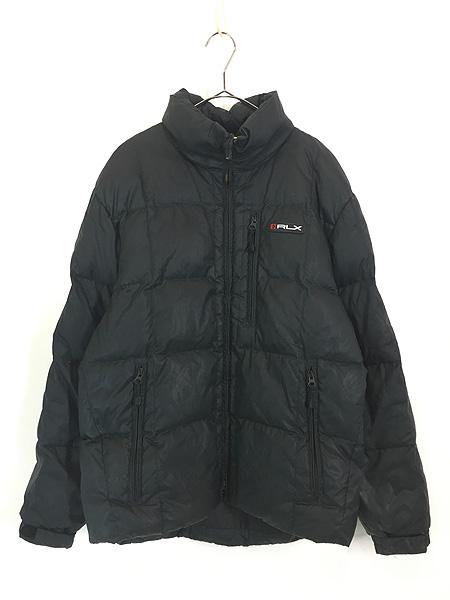 古着 RLX Ralph Lauren ラバー クロス ロゴ パッチ 2way ダウン ジャケット L位 古着