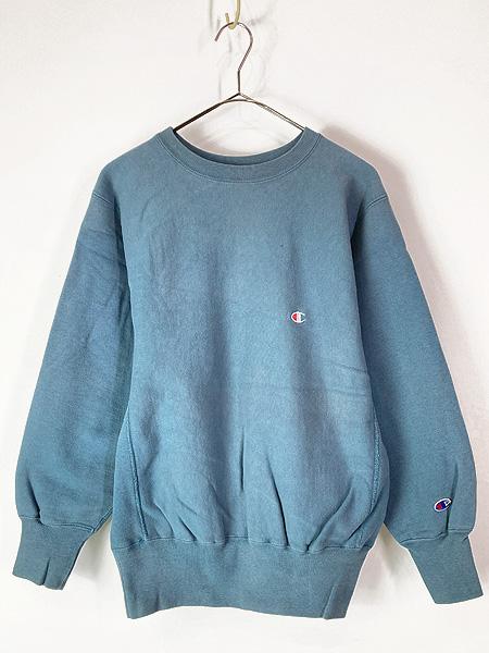 古着 90s USA製 Champion Reverse Weave ワンポイント リバース スウェット 水色 M 古着の通販は