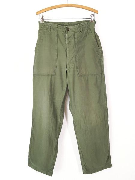 古着 60s 米軍 US ARMY 「初期」 8.5oz コットンサテン ミリタリー ベイカー パンツ ストレート W31 L29.5