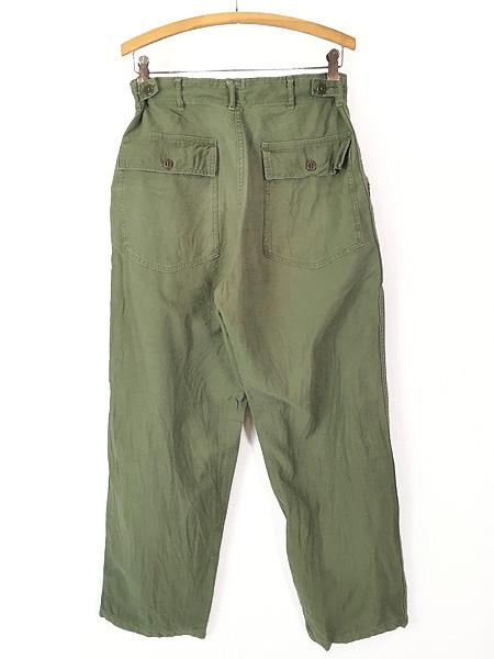 古着 60s 米軍 US ARMY 「初期」 8.5oz コットンサテン ミリタリー ベイカー パンツ ストレート W31 L29.5