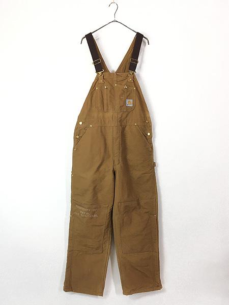 古着 00s Carhartt 米軍 「Property of Naval Air Terminal」 ステンシル 防寒 パデット ブラウン ダック Wニー オーバーオール W37 L30の通販は 16,500円