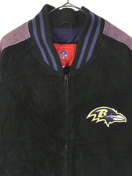 古着 90s NFL Baltimore Ravens レイブンズ 本革 スエード レザー