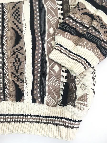 古着 COTTON TRADERS 3D ランダム ストライプ コットン ニット