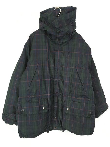 古着 90s Nautica トラッド チェック ボリューム ダウン ジャケット パーカー L 古着の通販は