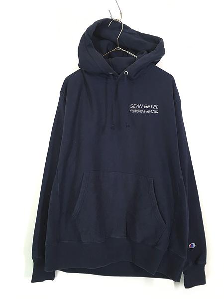 古着 Champion Reverse Weave 「SEAN BEYEL」 企業 刺しゅう リバース スウェット パーカー L 古着