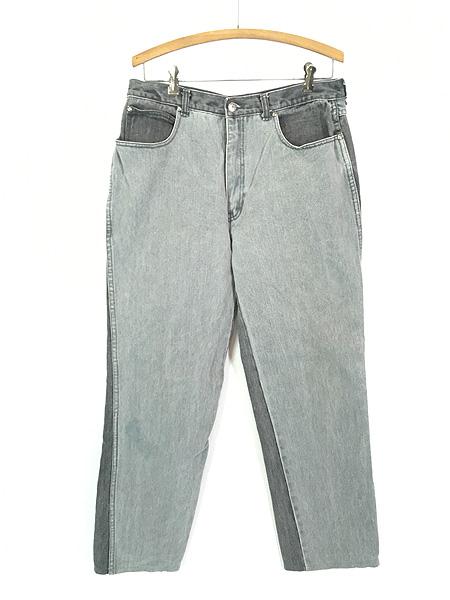 古着 90s Sergio Valente グレー ブラック 2tone デニム パンツ ジーンズ スリムストレート W32 L28
