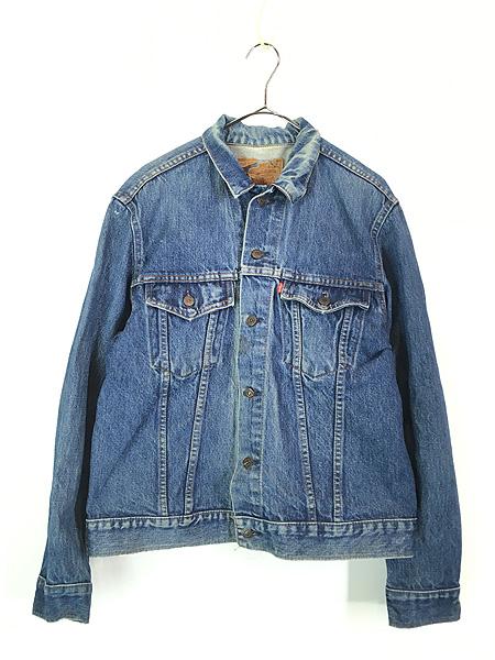 古着 90s 製 Levi's 75505 4thタイプ ハンド ペイント ブルー デニム トラッカー ジャケット Gジャン 42R