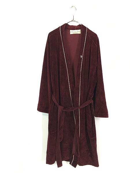 古着 80s 製 Christian Dior ワンポイント ベロア ベルべット ガウン コート One Size