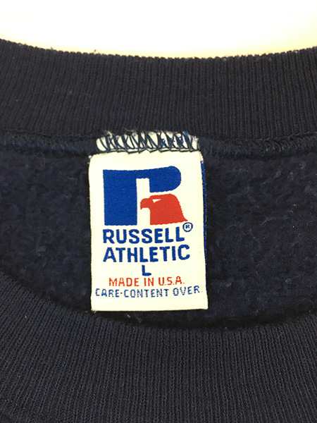 古着 90s USA製 Russell 「NORTH CAROLINA」 アーチ 前V スウェット トレーナー L 古着