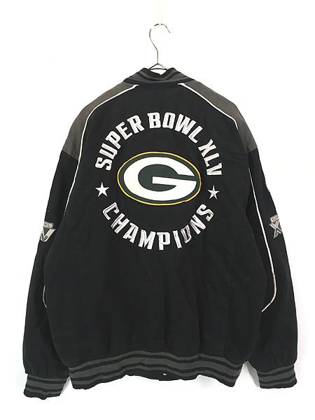 古着 NFL Green Bay Packers パッカーズ Super Bowl コットン スタジャン ジャケット L 古着