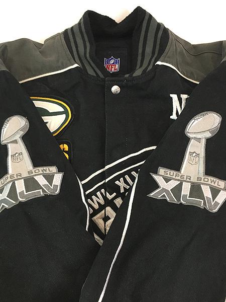 古着 NFL Green Bay Packers パッカーズ Super Bowl コットン スタジャン ジャケット L 古着
