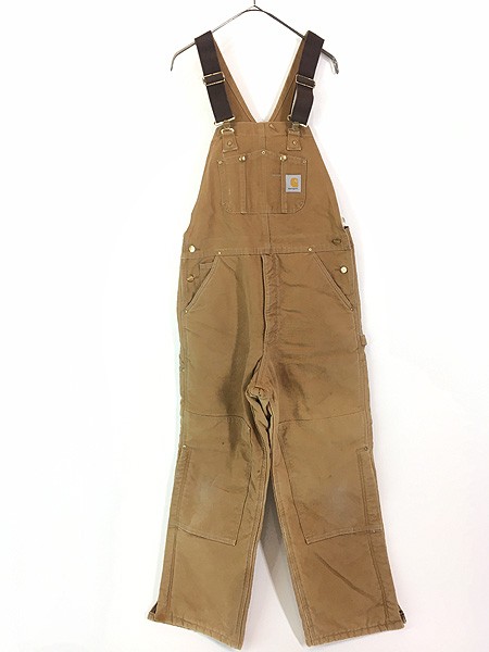 古着 00s Carhartt パデット ブラウン ダック Wニー ワーク オーバーオール W36 L29 古着の通販は