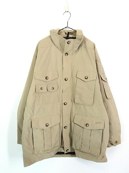 古着 90s WoolRich 多ポケット スタンドカラー ナイロン ハンティング フィッシング ジャケット L
