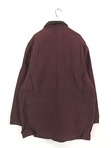 90's バナナリパブリック 襟レザー本革 ハンティング カバーオール M 古着 90s BANANA REPUBLIC 本革 レザー襟 ダック ハンティング