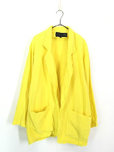 古着 90s USA製 gene ewing ビビッド リネン ジャケット 黄 M 古着の通販は 7,700円