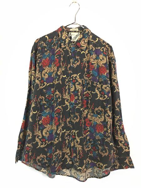 古着 90s Goouch 花 フラワー アート 総柄 レーヨン シャツ M 古着の通販は 6,600円