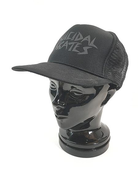 古着 90s SUICIDAL SKATE 「SUICIDAL」 オールド スクール ハードコア バンド スケート メッシュ キャップ オールブラック OSFM 帽子
