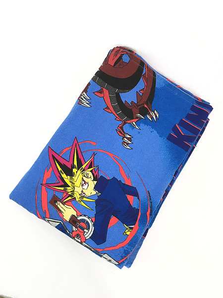 雑貨 古着 90s Yu-Gi-Oh! 遊戯王 武藤遊戯 オシリスの天空竜 キャラクター フランネル ベッドシーツ カバー TWIN位 古着