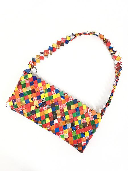 雑貨 古着 80s カラフル スナック菓子 編み込み ペーパー ハンド バッグ 小型 古着の通販は 5,170円