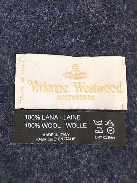 雑貨 古着 90s Italy製 Vivienne Westwood ロゴ 刺しゅう ウール マフラー ストール 古着