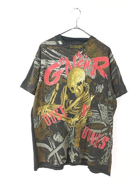 古着 90s GUNS N ROSES 「Dust N Bones」 豪華 スカル ボーン オールオーバー ハード ロック バンド Tシャツ XL位の通販は