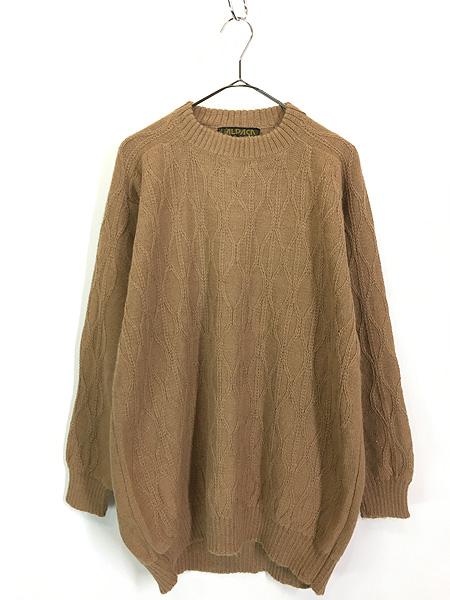 古着 90s ペルー製 Alpaca Collection ケーブル編み 100% アルパカ ニット セーター XXL位