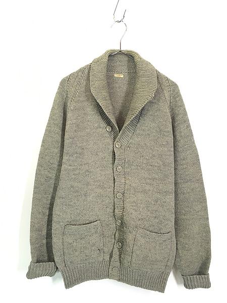 古着 40-50s Harrods London ヘビー ウール ショールカラー ニット カーディガン L位の通販は