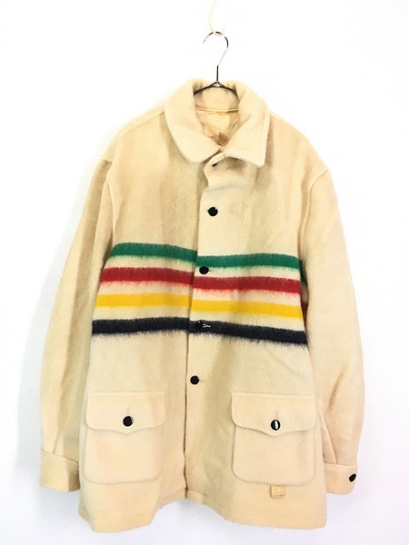 古着 60-70s Canada製 Hudson's Bay マルチ ボーダー ウール ブランケット コート XL 美品!!の通販はその他ジャケット・アウター