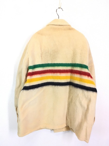 古着 60-70s Canada製 Hudson's Bay マルチ ボーダー ウール ブランケット コート XL 美品!!の通販は