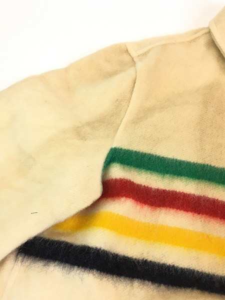 古着 60-70s Canada製 Hudson's Bay マルチ ボーダー ウール ブランケット コート XL 美品!!の通販は