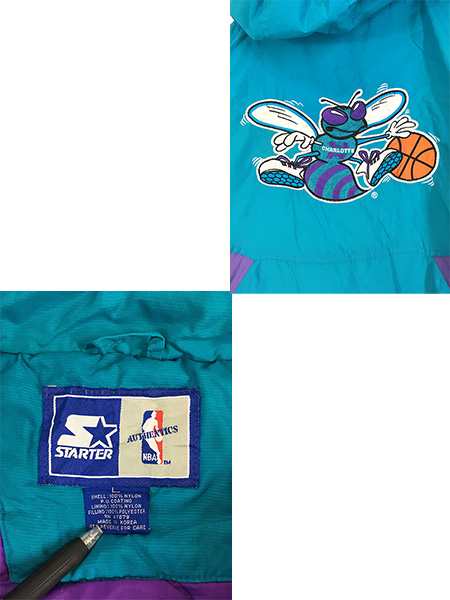 古着 90s NBA Charlotte Hornets ホーネッツ パデット ジャケット パーカー L 古着