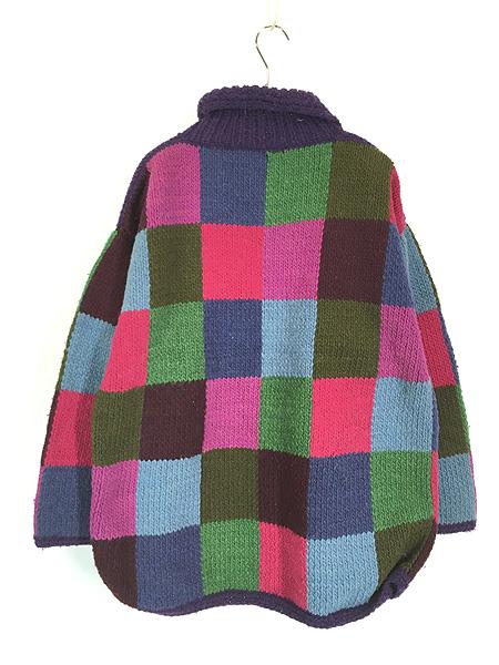 古着 90s エクアドル製 NATIVE AMERICAN カラフル ブロック ハンド