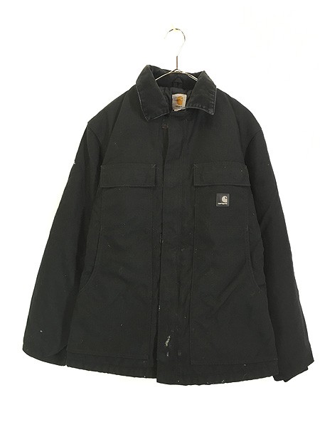 古着 Carhartt 撥水 ナイロン ブラック ダック パデット トラディショナル コート S 古着