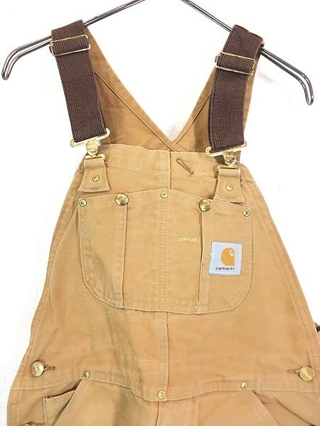 古着 Carhartt ブラウン ダック Wニー ワーク オーバーオール