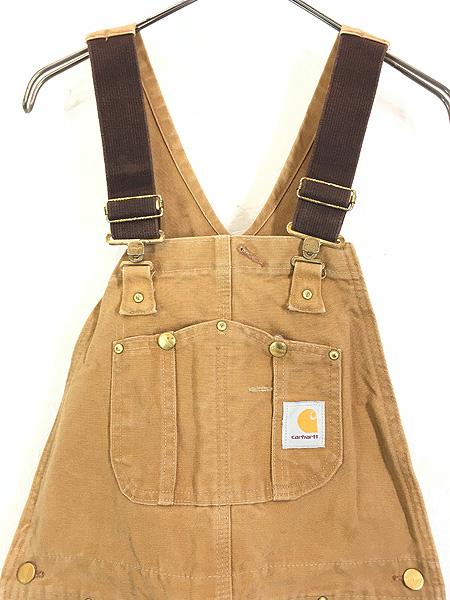 Carhartt オーバーオール ブラウンダック ロガー USA製 90s 古着 90s USA製 Carhartt ブラウン ダック Wニー ワーク