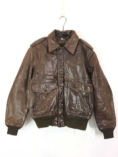 古着 70-80s USA製 Schott Type A-2 本革 ステアハイド レザー フライト ジャケット ライナー完備 40の通販は