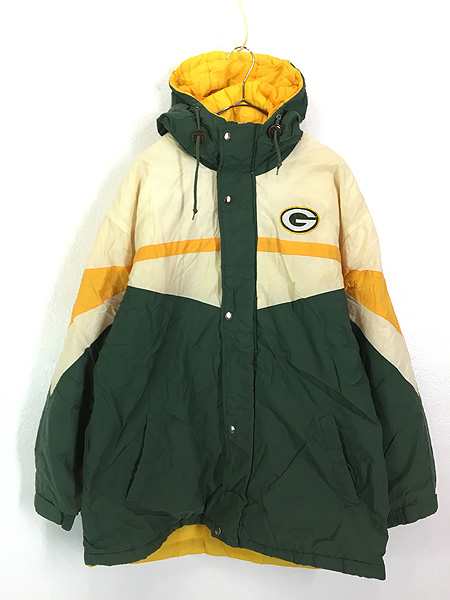 古着 90s NFL Green Bay Packers パッカーズ パデット ナイロン ジャケット パーカー L 古着