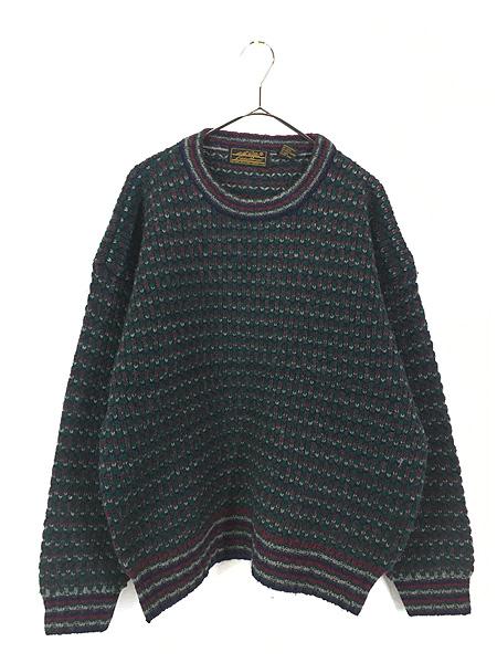古着 80s Eddie Bauer カラフル ボップコーン編み ヘビー シェットランド ウール ニット セーター Lの通販は 6,391円