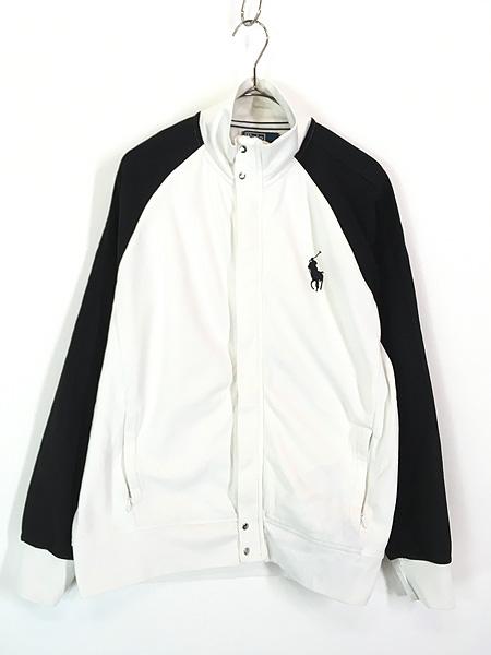 古着 Polo Ralph Lauren ワンポイント 白×黒 バイカラー 比翼 ジャージ トップ M 古着の通販は 7,150円