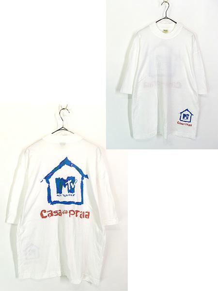 古着 90s MTV Music Television 「Casa da Praia」 TV チャンネル Tシャツ XXL位