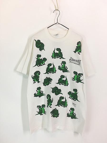 古着 90s USA製 JURASSEX 恐竜 人気 48手 エロ Tシャツ L 古着