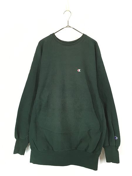 古着 90s Champion Reverse Weave ワンポイント リバース スウェット 緑 XXL 古着