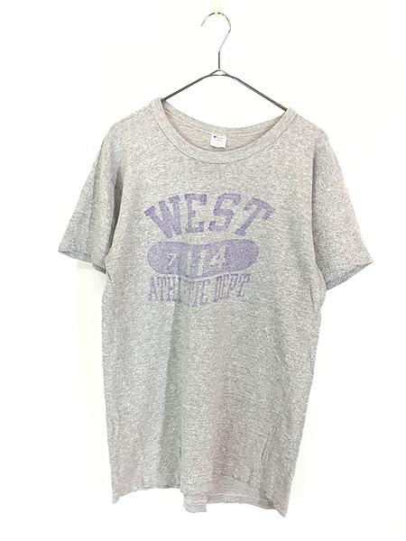 古着 80s USA製 Champion 「WEST ATHLETIC DEPT.」 ナンバリング 霜降り 88/12ボディ Tシャツ L 古着の通販は