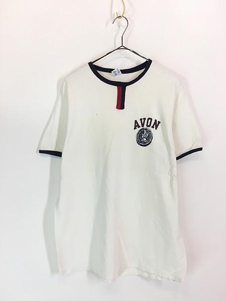 古着 80s USA製 Champion 「AVON」 染込み プリント チョコチン リンガー Tシャツ L 古着 6,699円