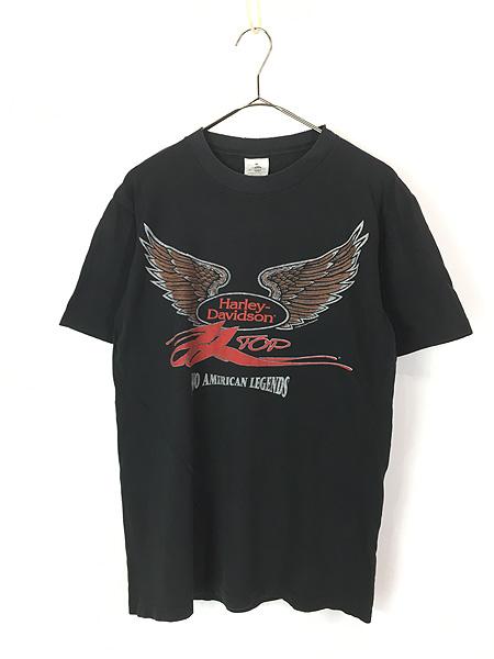 古着 90s USA製 HARLEY DAVIDSON × ZZ Top 「Two American Legends」 ウィング ロゴ Tシャツ M 古着