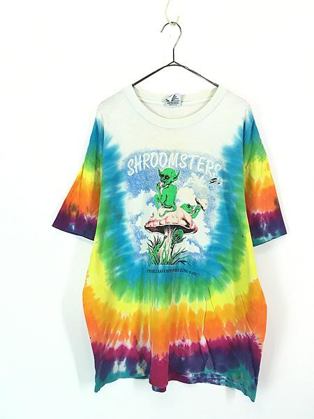 古着 90s USA製 SHROOMARAMA 「SHROOMSTERS」 マッシュルーム キノコ ゴブリン タイダイ Tシャツ XL